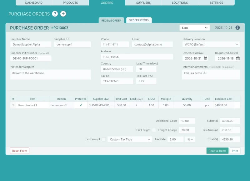 Purchase Order Form